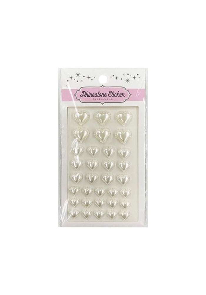 Daiso Rhinestone Seal Design – Pearl Heart White Lss-127 Cream